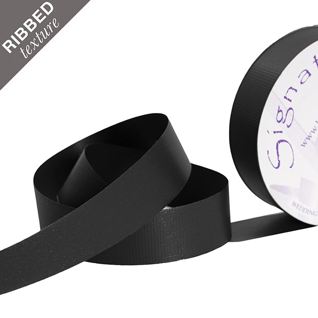 Premium Tear Ribbon Embossed Ribbed Black (30mmx50m)