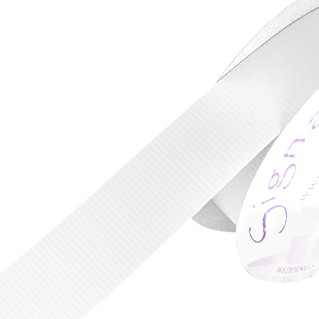 Premium Tear Ribbon Embossed Grosgrain White (30mmx50m)