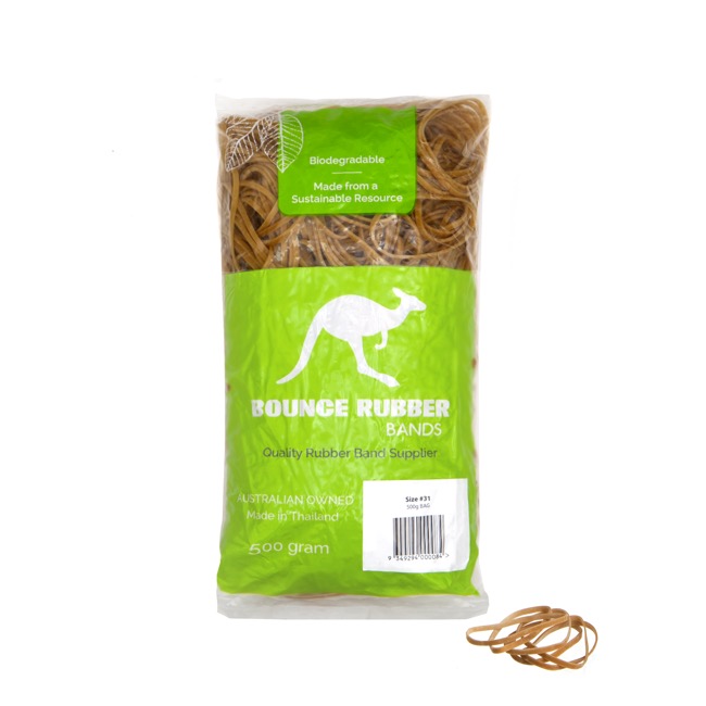 Sustainable Rubber Bands Size 31 500 gram Bag (60mmLx3mmW)