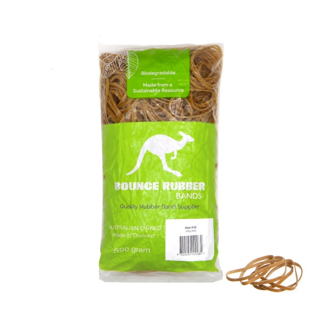 Sustainable Rubber Bands Size 32 500 gram Bag (75mmLx3mmW)
