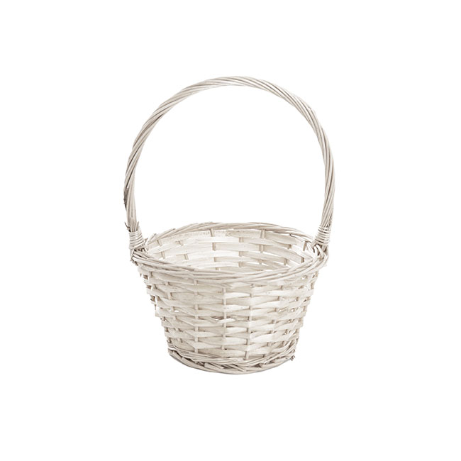 Flower Girl Basket Oval Willow White (20x17x11cmH)