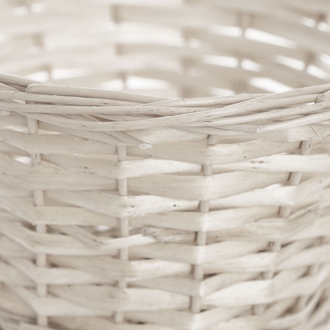 Flower Girl Basket Oval Willow White (20x17x11cmH)