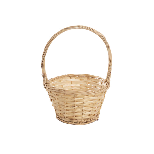 Flower Girl Basket Oval Willow Natural (21x23x12cmH)