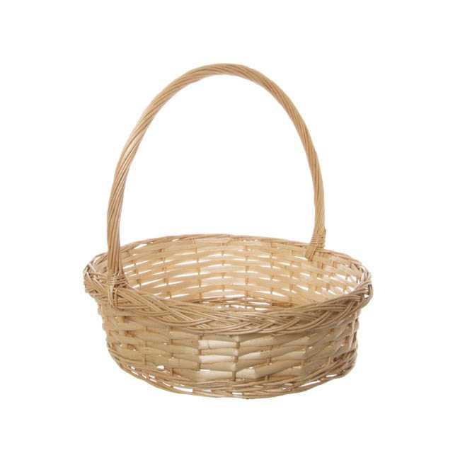 Willow Basket Floral Oval with Handle Natural (37x31x10cmH)