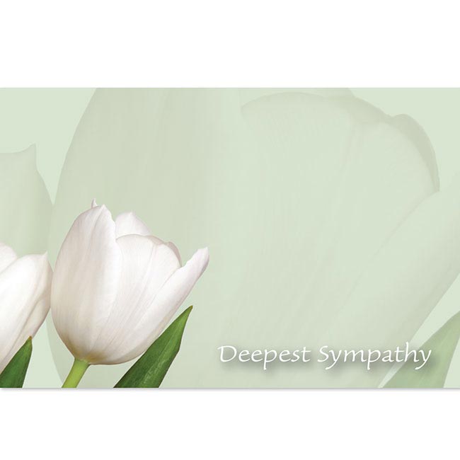Cards Tulips Deepest Sympathy Green Card (10x6.5cmH) Pack 50
