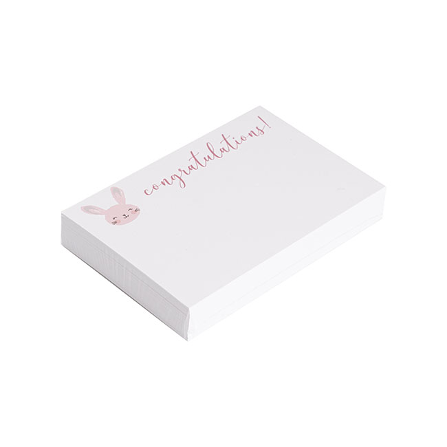 Cards White Congratulations Bunny Pink (10x6.5cmH) Pack 50