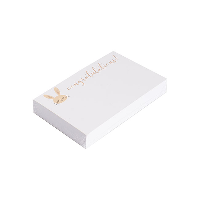 Cards White Congratulations Bunny Neutral (10x6.5cmH) Pk 50