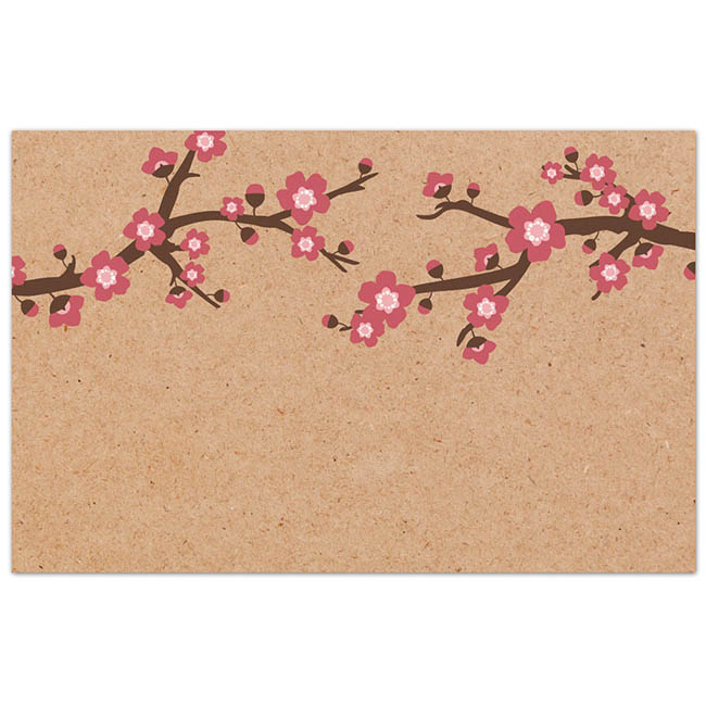 Cards Brown Kraft Cherry Blossom (10x6.5cm) Pack 50