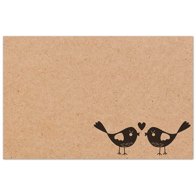 Cards Brown Kraft Love Birds (10x6.5cm) Pack 50