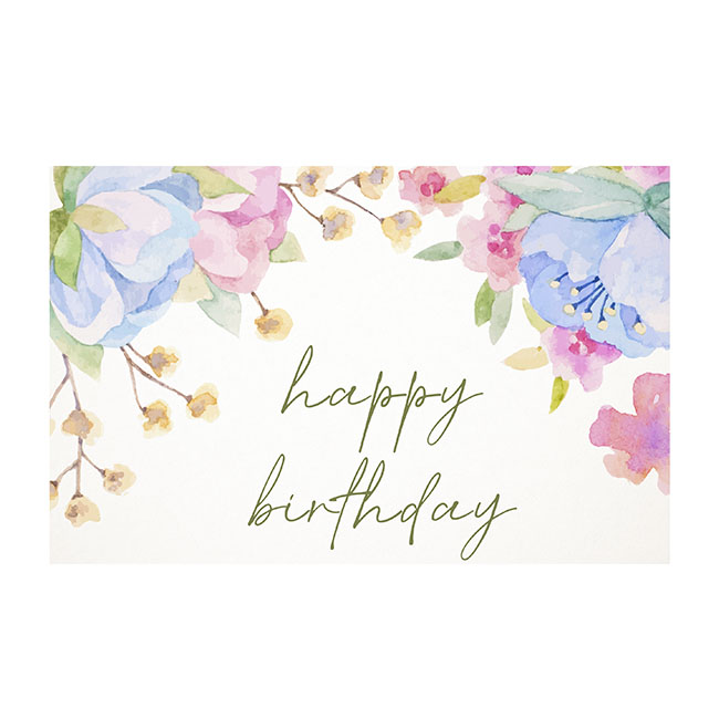 Cards White Birthday Pastel Flowers  (10x6.5cmH) Pack 50