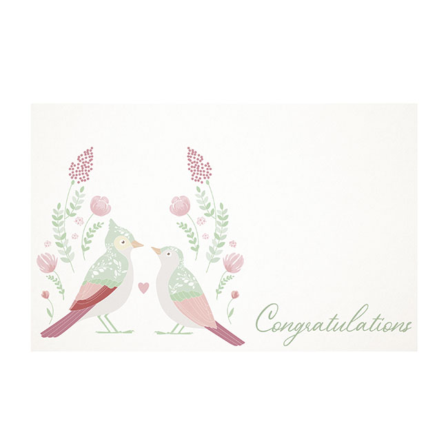 Cards White Congratulations with Birds (10x6.5cmH) Pack 50