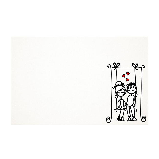 Cards White Love Couple on Swing (10x6.5cmH) Pack 50
