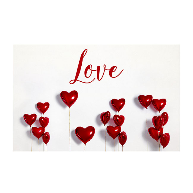 Cards White Love and Heart Balloons Red (10x6.5cmH) Pack 50