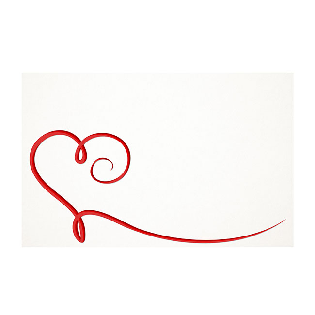 Cards White Flowy Heart Red (10x6.5cmH) Pack 50