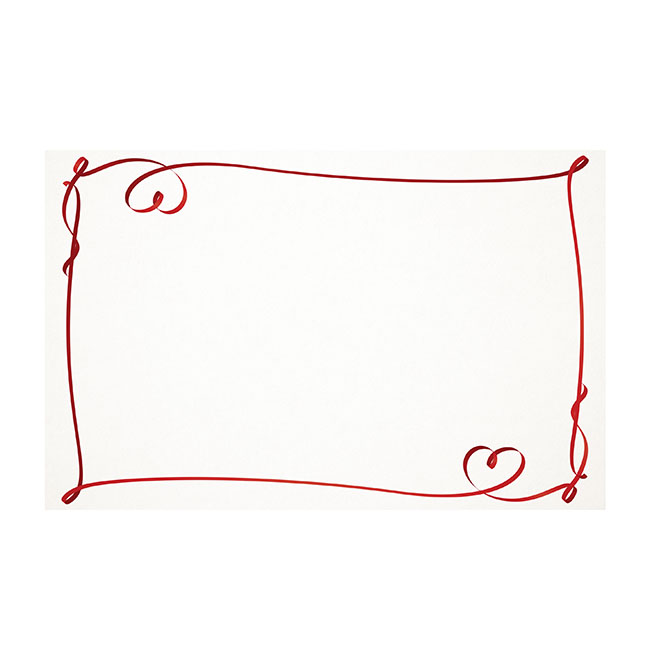 Cards White Heart Border Red (10x6.5cmH) Pack 50