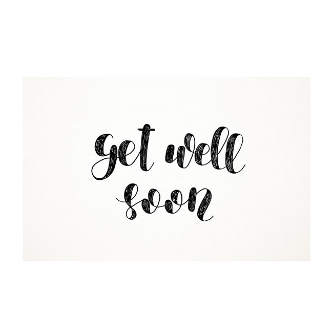 Cards White Get Well Soon Black (10x6.5cmH) Pack 50