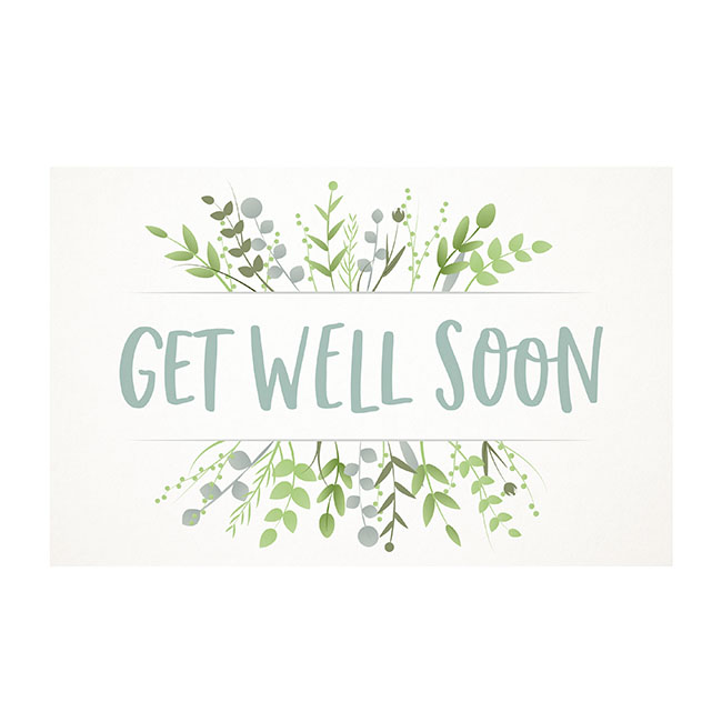 Cards White Get Well Soon Greenery (10x6.5cmH) Pack 50