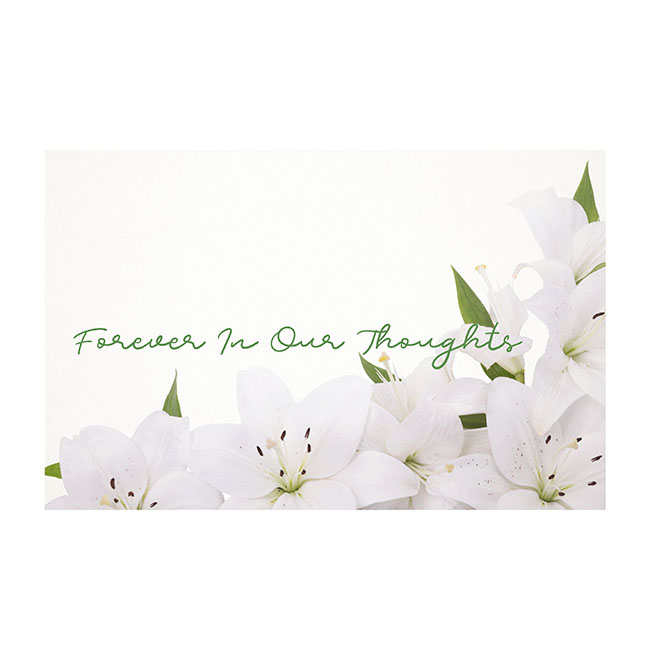 Cards White Forever in Our Thoughts Lily (10x6.5cmH) Pack 50