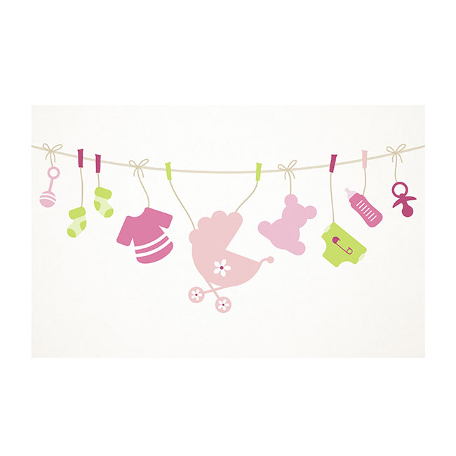 Cards White Baby Clothesline Pink (10x6.5cmH) Pack 50