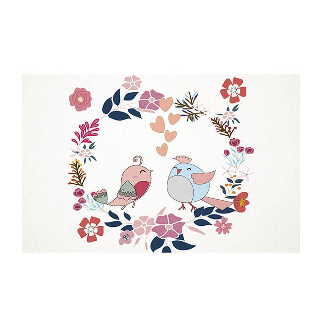 Cards White Love Birds in Garland (10x6.5cmH) Pack 50