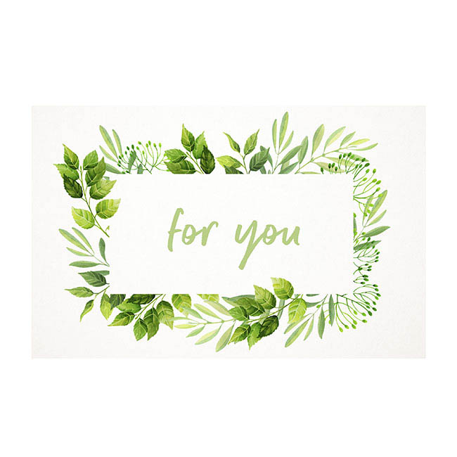 Cards White For You Greenery (10x6.5cmH) Pk 50