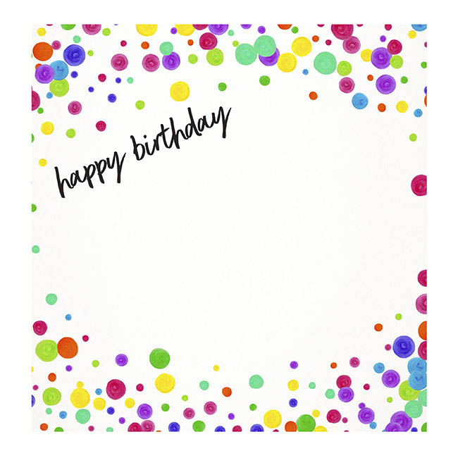 Cards White Happy Birthday Coloured Spots (10x10cmH) Pk 50
