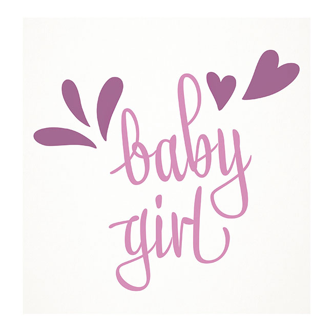 Cards White Baby Girl Pink (10x10cmH) Pk 50
