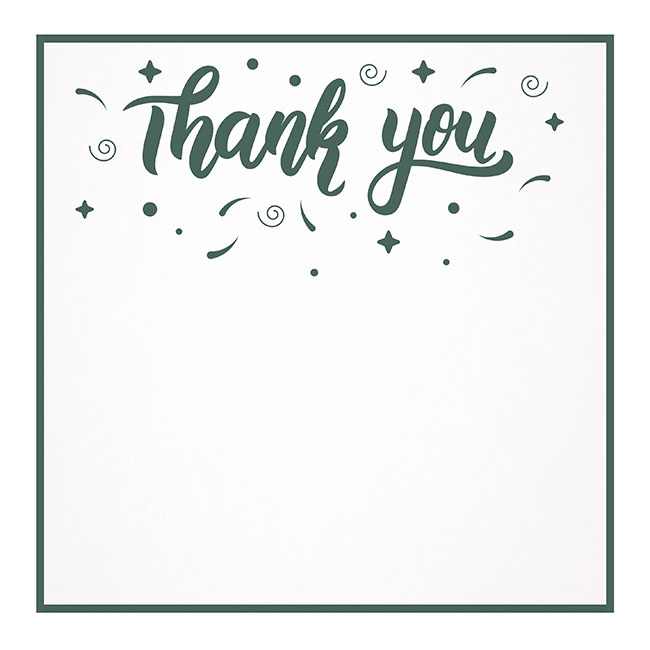 Cards White Thank You Teal (10x10cmH) Pk 50