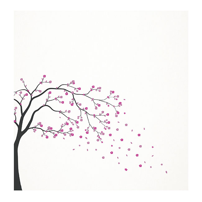 Cards White Cherry Blossom Branch (10x10cmH) Pk 50