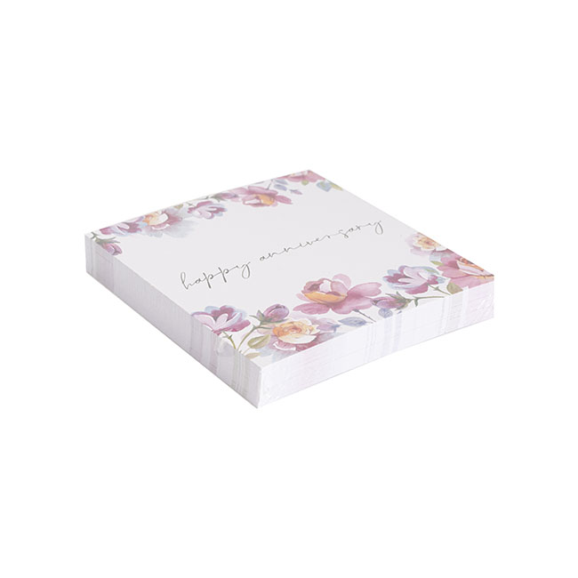 Cards White Happy Anniversary Pink Floral (10x10cmH) Pk 50
