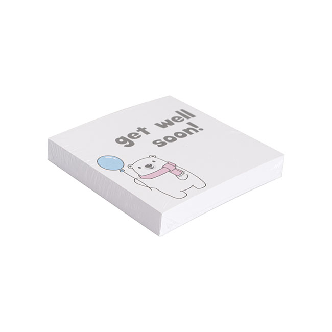 Cards White Get Well Soon Bear (10x10cmH) Pk 50