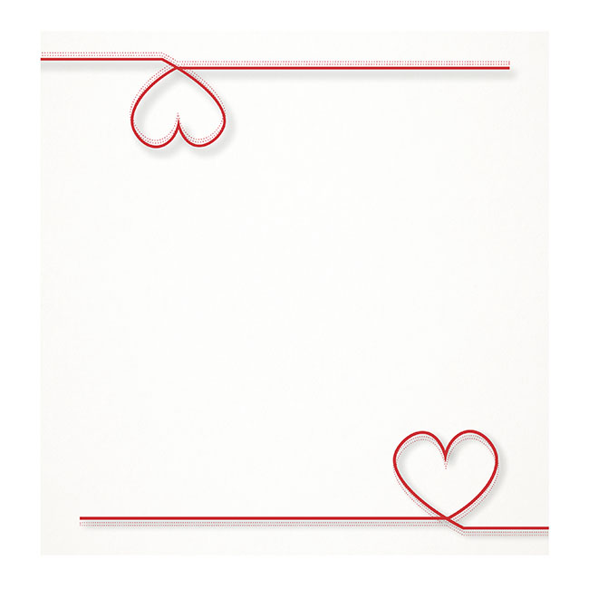 Cards White Love Heart Border Red (10x10cmH) Pk 50