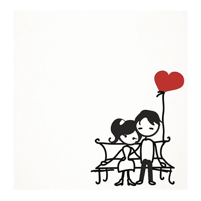 Cards White Couple in Love Red Black (10x10cmH) Pk 50