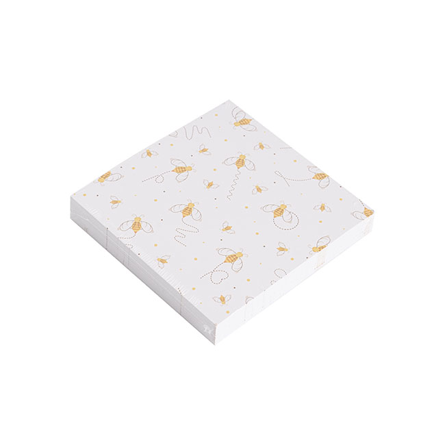Cards White Busy Bees (10x10cmH) Pk 50