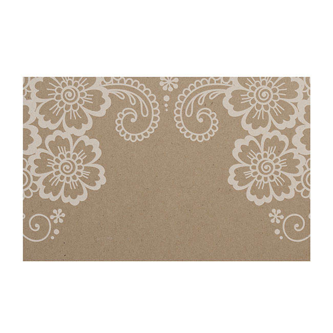 Cards Brown Kraft Lace Flower Border (10x6.5cmH) Pack 50