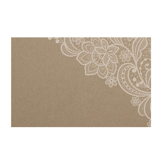 Cards Brown Kraft Lace Flower Corner (10x6.5cmH) Pack 50