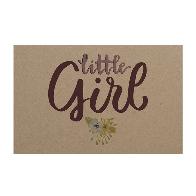 Cards Brown Kraft Little Girl Pink (10x6.5cmH) Pk 50