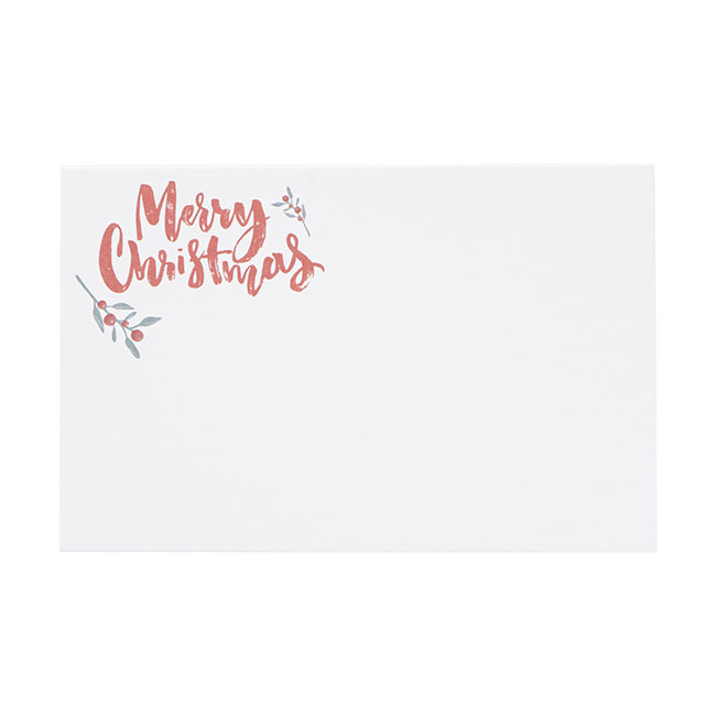 Cards Christmas Holly with Envelopes White Pk50 (10x6.5cmH)
