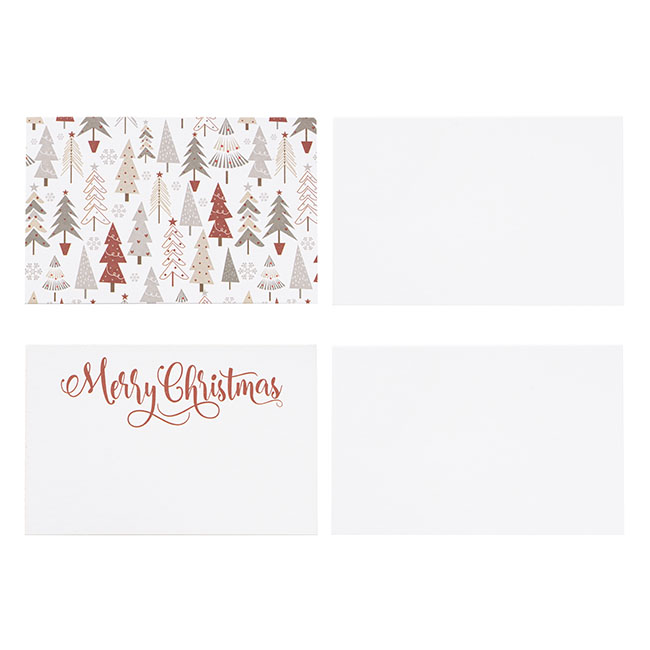 Cards Christmas Trees with Envelopes White Pk50 (10x6.5cmH)