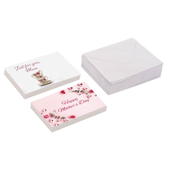 Cards Mothers Day Pink with Envelopes White Pk50 (10x6.5cmH)
