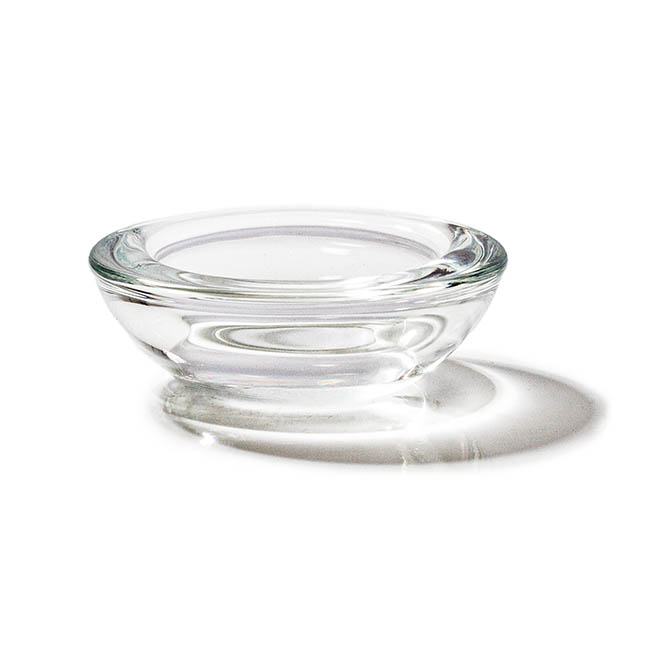 Glass Tealight Candle Holder Low Flat Clear (7.5x2.5cmH)