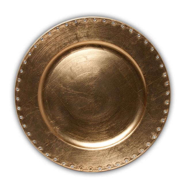 Charger Plate with Diamonds Round Gold (33cmD)