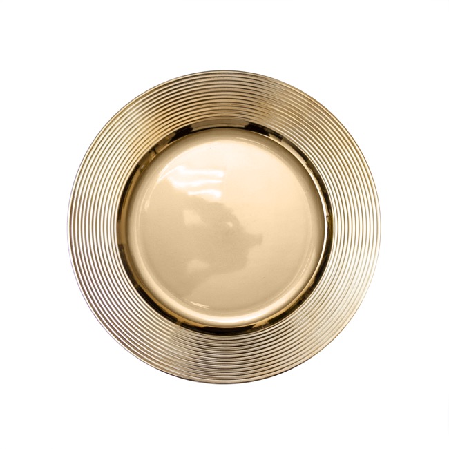 Charger Plate Ripple (33cmD) Chrome Gold