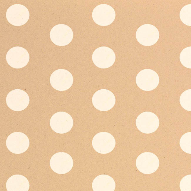 Wrapping Paper Roll Bold Dot White on Brown Kraft (50cmx50m)