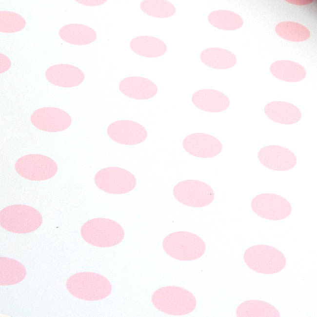 Wrapping Paper Roll Gloss Baby Pink Dot on White (50cmx50m)