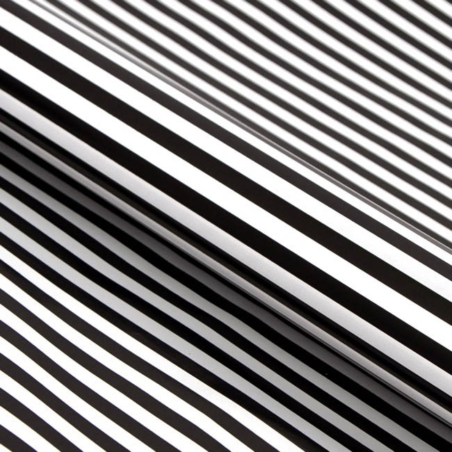 Wrapping Paper Roll Thin Stripe Gloss Black White (50cmx50m)