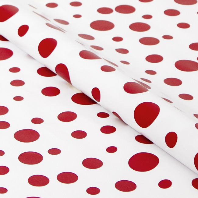 Wrapping Paper Roll Scatter Dots Red on White (50cmx50m)