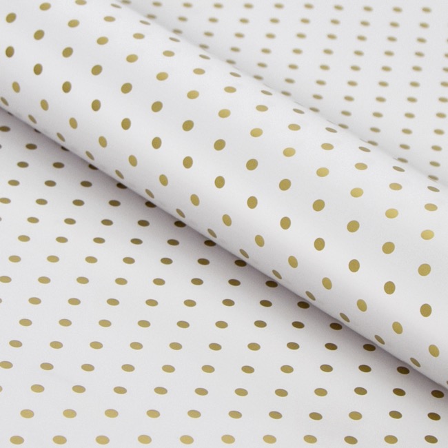 Wrapping Paper Roll Polka Dots Gloss Gold White (50cmx50m)