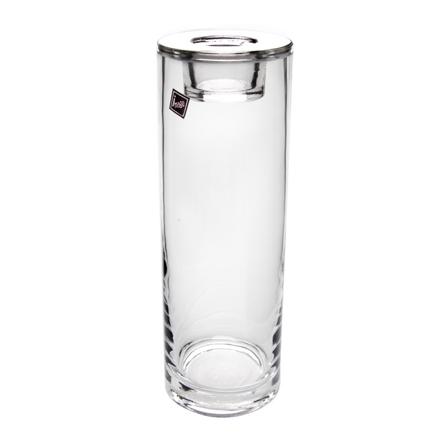 Glass Vase Cylinder with Tealight older Clear (9cmDx26cmH)