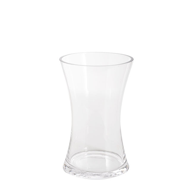 Glass Rosette Vase Concaved Sided Clear (12Dx20cmH)